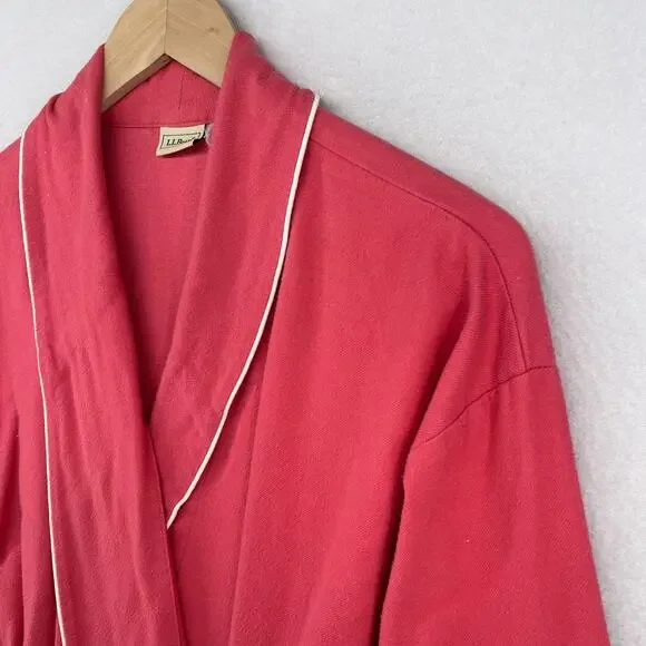 LL Bean Robe Women XLP Petite Belt Lounge Sleepwear Bathrobe Brushed Cotton Red - Picture 7 of 14